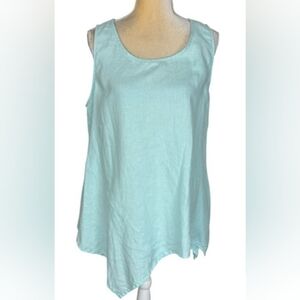 For Cynthia Mint Blue Linen Sleeveless Tunic
